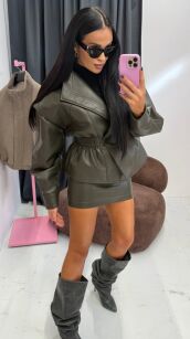 LA MILLA KURTKA RAMONESKA ZE ŚCIĄGACZEM W TALII KHAKI