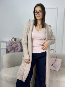 BY O LA LA...! SWETER KARDIGAN PERŁA BEŻ