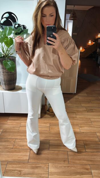 BY O LA LA! SPODNIE DZWONY ŚMIETANA
