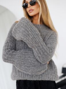 BY O LA LA.. ! SWETER RĘKAW DZWONEK SZARY