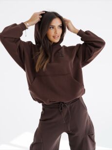 BY O LA LA! OVERSIZOWA BLUZA KANGURKA Z LOGO CZEKOLADA (CHOCOMUS)