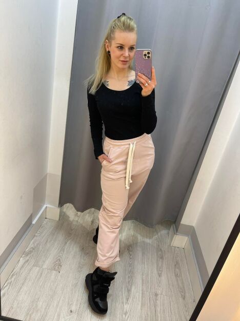 BY O LA LA ! DRESOWE SPODNIE BAGGY Z ZASZEWKAMI RÓŻ