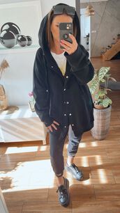 BY O LA LA! OVERSIZOWA BLUZA NAPY CZARNA