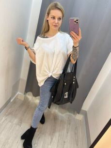 BY O LA LA...! BLUZKA T-SHIRT WĘZEŁ BIAŁA
