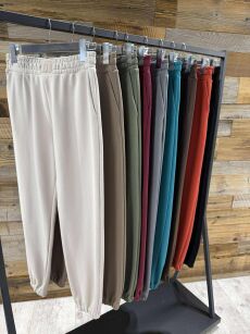 BY O LA LA! DRESOWE SPODNIE Z NASZYWKĄ "B" SZARE