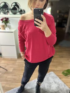 BY O LA LA...! BLUZKA BASIC HERB Z KIESZONKĄ MAGENTA