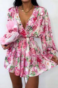 LA MILLA KOMBINEZON OVERSIZE PEONIE ECRU/RÓŻ/MULTICOLOR