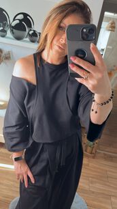 BY O LA LA! DRESOWA BLUZA Z BOKSERKĄ CZARNA