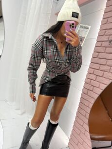 LA MILLA KOSZULA W KRATĘ WIĄZANA Z TYŁU SZARA