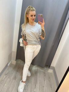 BY O LA LA! SPODNIE RURKI Z PRZETARCIAMI BIAŁE