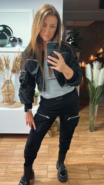 BY O LA LA ! SPODNIE DRESOWE KIESZENIE 3D CZARNE