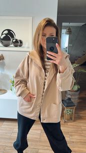 BY O LA LA! DRESOWA BLUZA GUZIKI BEŻ