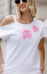 BY O LA LA! BLUZKA T-SHIRT CHABER BIEL/RÓŻ