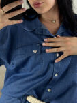 BAWEŁNIANY KOMPLET KOSZULA + SPODENKI JEANS CARLA NIEBIESKI - 3