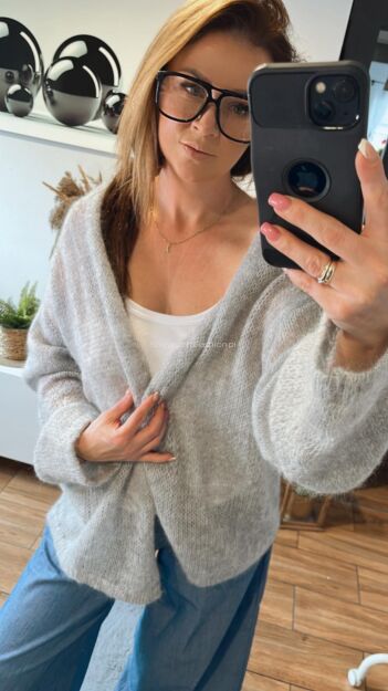 BY O LA LA...! CIENKI SWETER SUPER KID MOHER SZARY