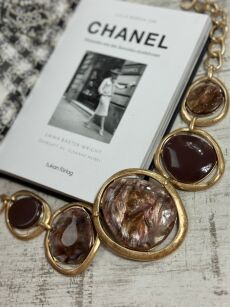 NASZYJNIK Z ASYMETRYCZNYMI OCZKAMI ZŁOTO/BRĄZ