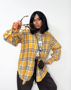 LA MILLA KOSZULA PREMIUM W KRATĘ ŻÓŁTA/CZARNA