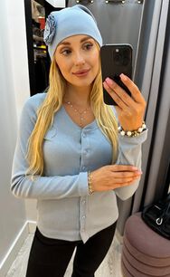 BY O LA LA...! BLUZKA BASIC HERB GUZIKI WINTER BLUE
