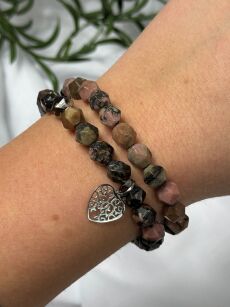 BY O LA LA ! BRANSOLETKA Z KAMIENI NATURALNYCH FASETOWANE SZEŚCIANY MULTICOLOR/SREBRO