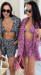 LA MILLA KOMPLET KOSZULA KIMONO + SZORTY PRINT LOGO RÓŻ - 5