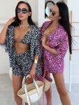 LA MILLA KOMPLET KOSZULA KIMONO + SZORTY PRINT LOGO RÓŻ - 4