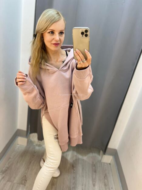 BY O LA LA! BLUZA Z PĘKNIĘCIEM BRUDNY RÓŻ UNI