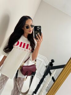 LA MILLA BLUZKA T-SHIRT OVERSIZE CHIC BIAŁY/CZERWONY