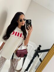 LA MILLA BLUZKA T-SHIRT OVERSIZE CHIC BIAŁY/CZERWONY