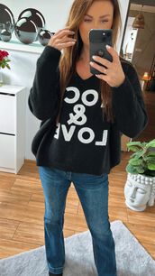 BY O LA LA...! SWETER ROCK & LOVE CZARNY