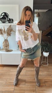 BY O LA LA! JEANSOWA SPÓDNICA VINTAGE NIEBIESKA