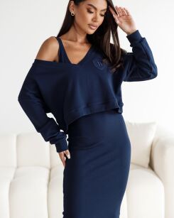 BY O LA LA...! KOMPLET DRESOWY SUKIENKA + BLUZA TARCZA GRANAT