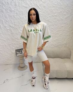 LA MILLA BLUZKA T-SHIRT OVERSIZE PARIS SZARY