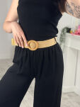 WISKOZOWE SPODNIE WIDE LEG Z PASKIEM ITALIA CZARNE - 5