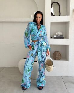 LA MILLA SPODNIE LNIANE SUMMER PRINT NIEBIESKIE