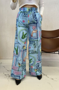 LA MILLA SPODNIE LNIANE SUMMER PRINT NIEBIESKIE