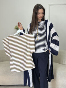 BY O LA LA...! SWETER KARDIGAN W PASY GRANAT/BIEL