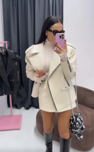 LA MILLA KURTKA RAMONESKA DŁUGA Z SUWAKAMI ECRU