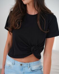 BY O LA LA! BLUZKA T-SHIRT ROSE CZARNA
