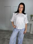 BY O LA LA! BLUZKA T-SHIRT Z PODUSZKAMI FEMALE BIEL/BŁĘKIT - 7
