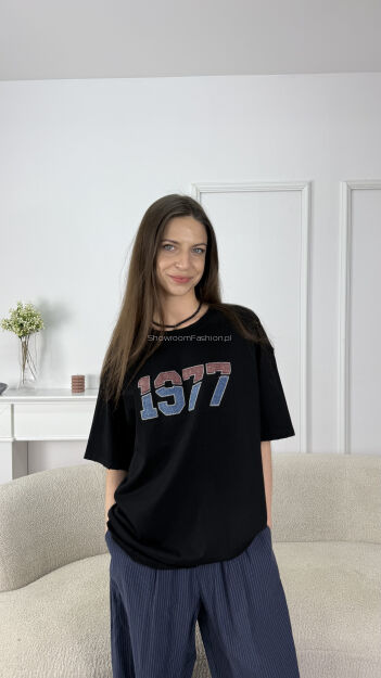 BLUZKA T-SHIRT 1977 CZARNA