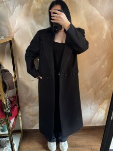 EMO DŁUGI PŁASZCZ WEŁNIANY CZARNY