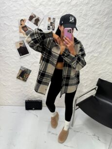 LA MILLA KOSZULA/NARZUTKA BARANEK W KRATĘ CZERŃ/BEŻ