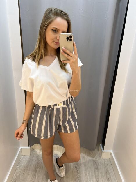 BY O LA LA! SPODENKI Z LNEM W PASY NIEBIESKIE
