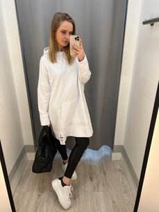 BY O LA LA! DŁUGA BLUZA Z NAPISEM BIEL/CZERŃ