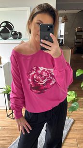 BY O LA LA! BLUZA Z RÓŻĄ JEŻYNA