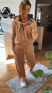 BY O LA LA...! DRES KOMPLET WELUROWY CAMEL