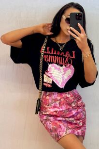 LA MILLA BLUZKA T-SHIRT OVERSIZE DISCO CZARNY
