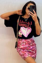 LA MILLA BLUZKA T-SHIRT OVERSIZE DISCO CZARNY