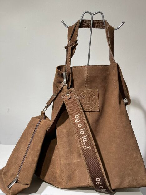 BY O LA LA ! TOREBKA SKÓRZANA SHOPPER Z SASZETKĄ CZEKOLADA