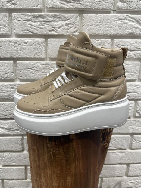 BY O LA LA! BUTY SNEAKERSY LOGO BEŻ